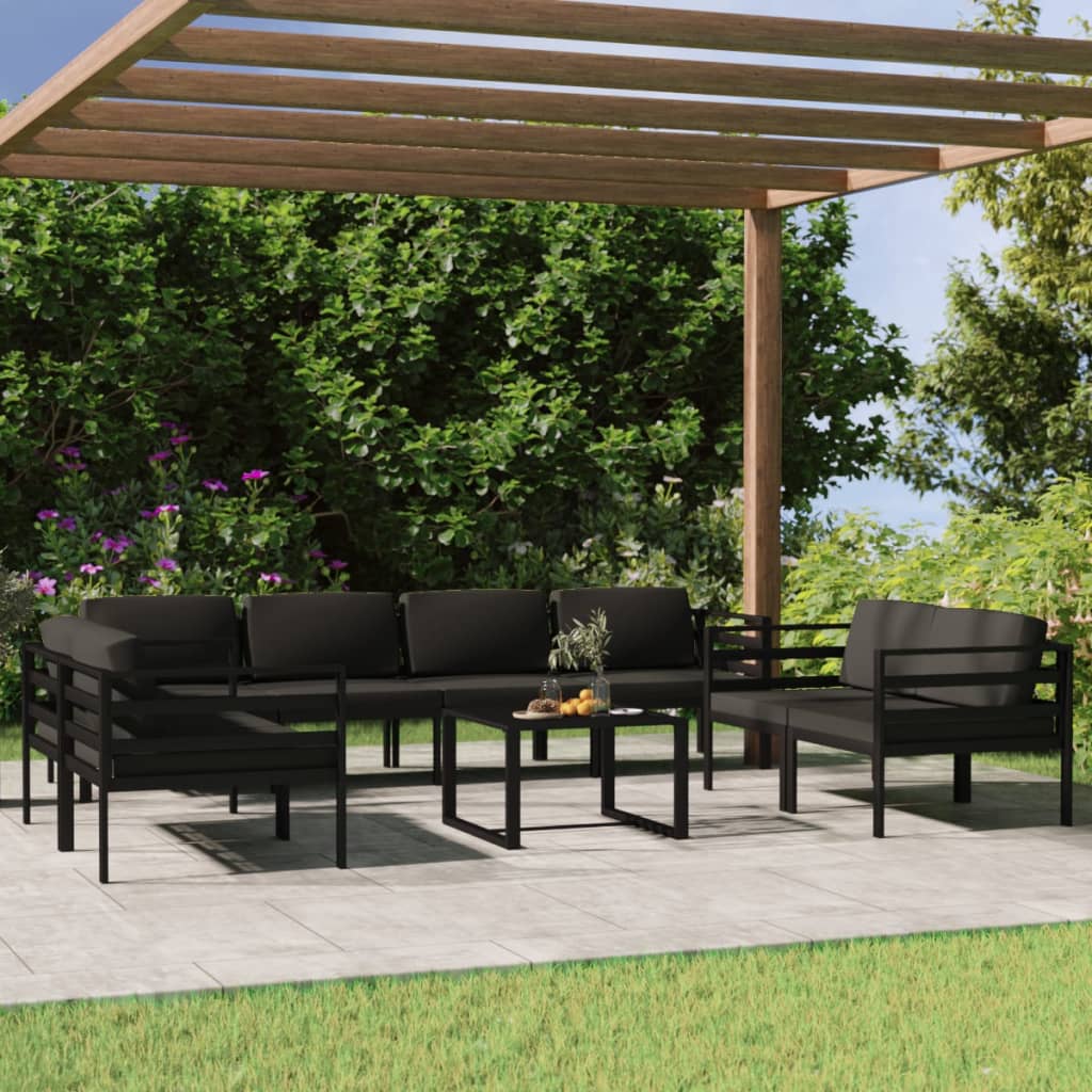 JUNG Vida 9-tlg. Garten-Lounge-Set mit Kissen Aluminium Anthrazit