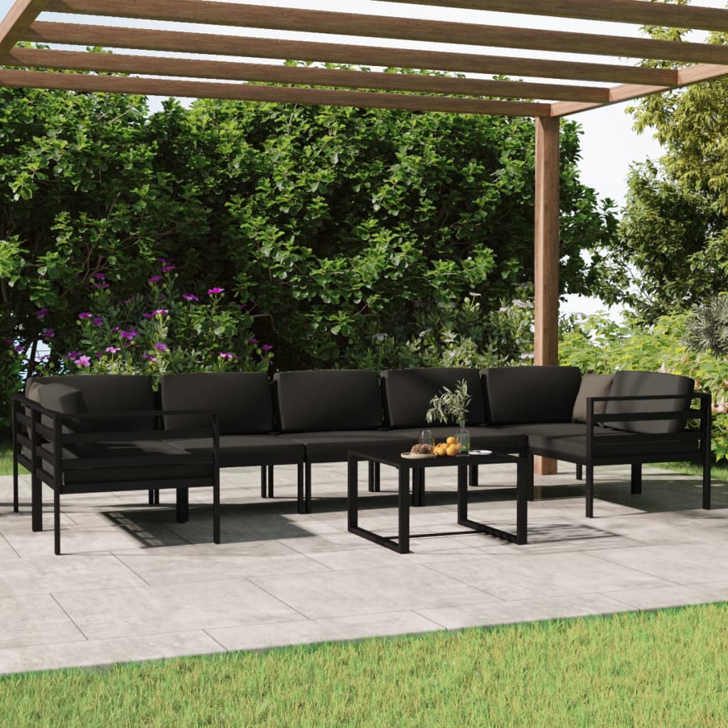 JUNG Vida 8-tlg. Garten-Lounge-Set mit Kissen Aluminium Anthrazit