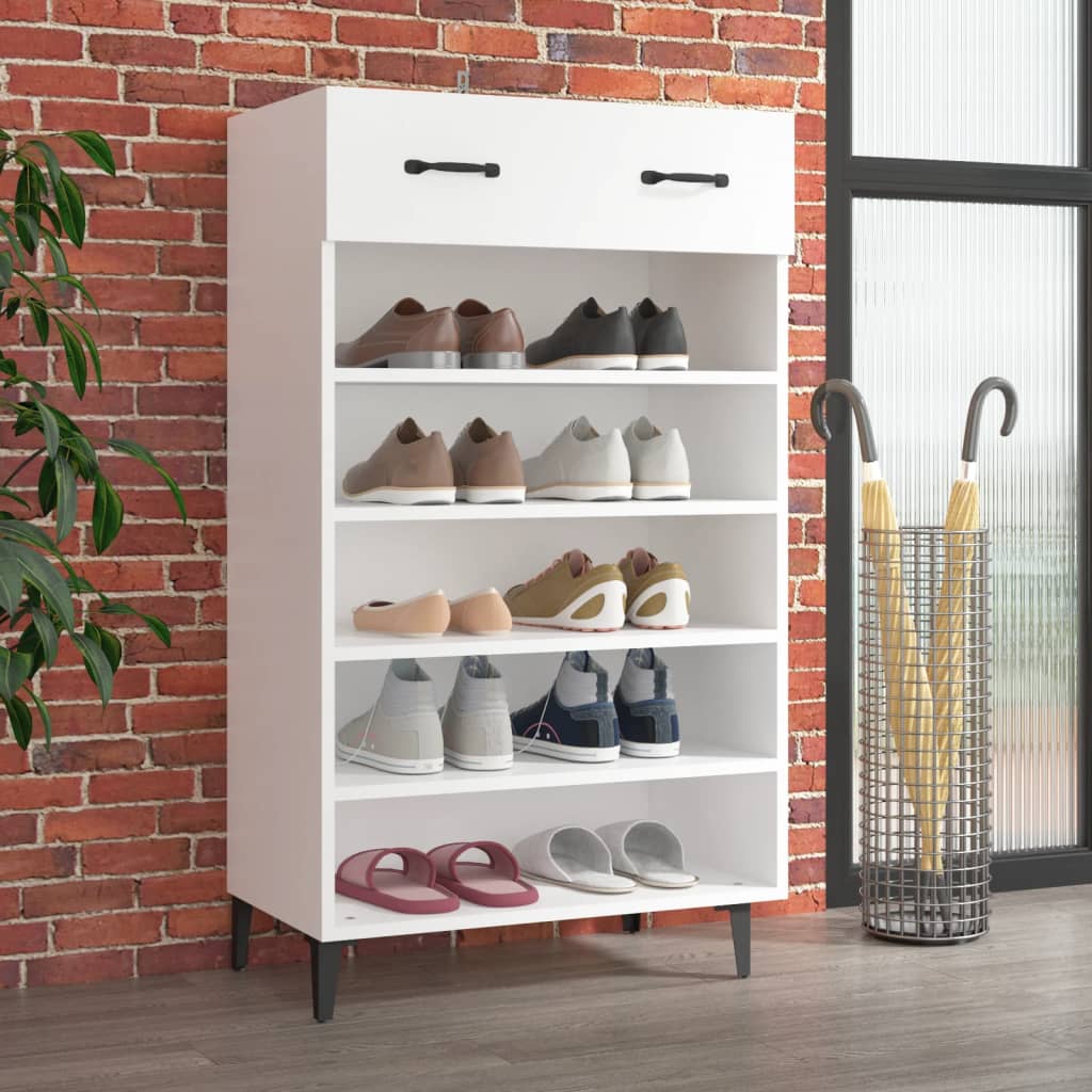 JUNG Vida Schuhschrank Weiß 60x35x105 cm Holzwerkstoff