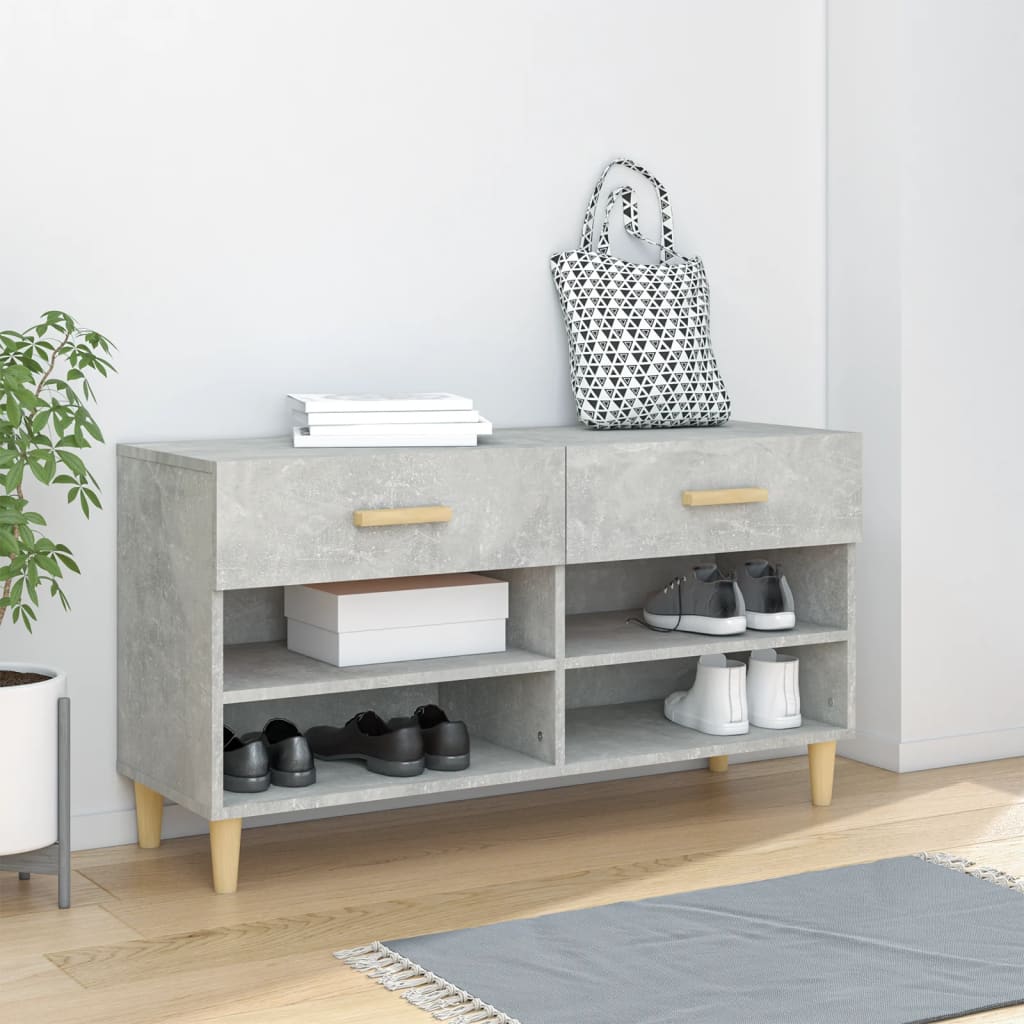 JUNG Vida Schuhschrank Betongrau 102x35x55 cm Holzwerkstoff