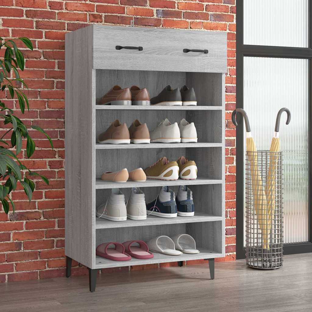 JUNG Vida Schuhschrank Grau Sonoma 60x35x105 cm Holzwerkstoff