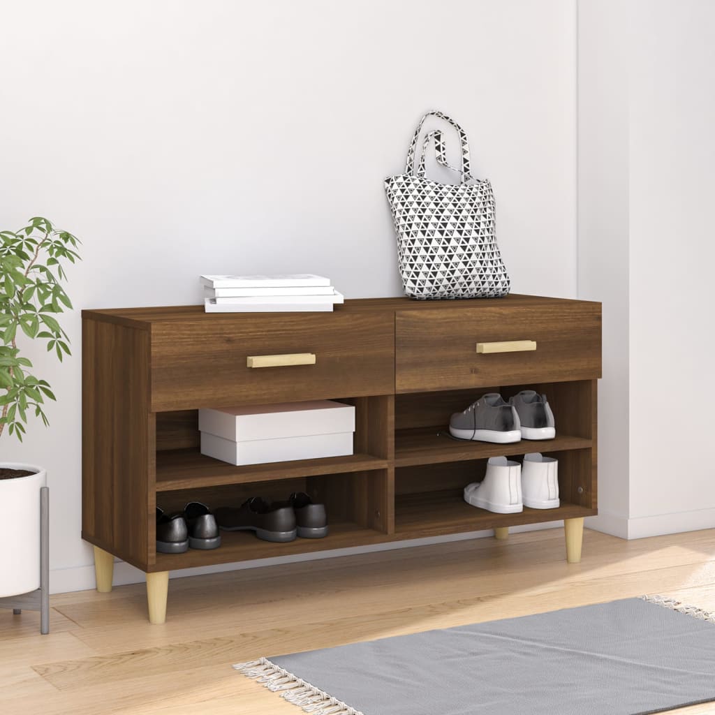 JUNG Vida Schuhschrank Braun Eichen-Optik 102x35x55 cm Holzwerkstoff