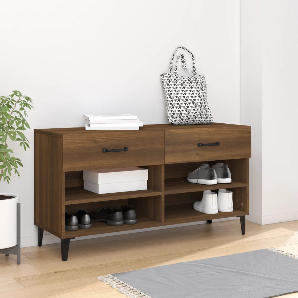 JUNG Vida Schuhschrank Braun Eichen-Optik 102x35x55 cm Holzwerkstoff