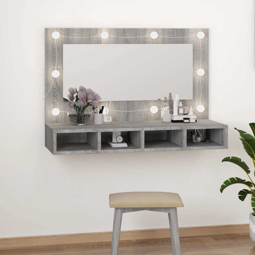 JUNG Vida Spiegelschrank mit LED Grau Sonoma 90x31,5x62 cm