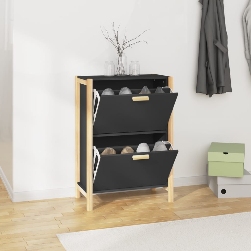 JUNG Vida Schuhschrank Schwarz 57,5x33x80 cm Holzwerkstoff