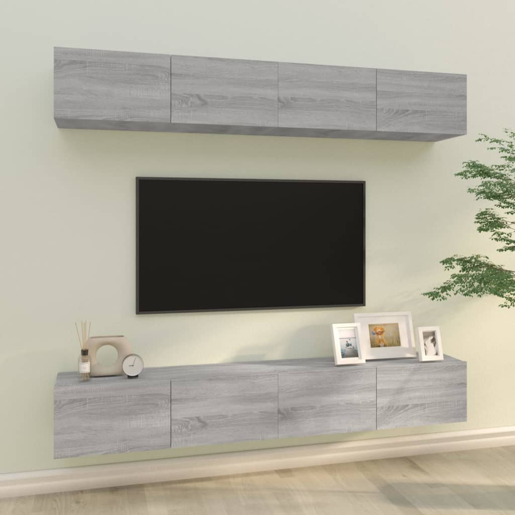 JUNG Vida TV-Wandschränke 4 Stk. Grau Sonoma 100x30x30 cm