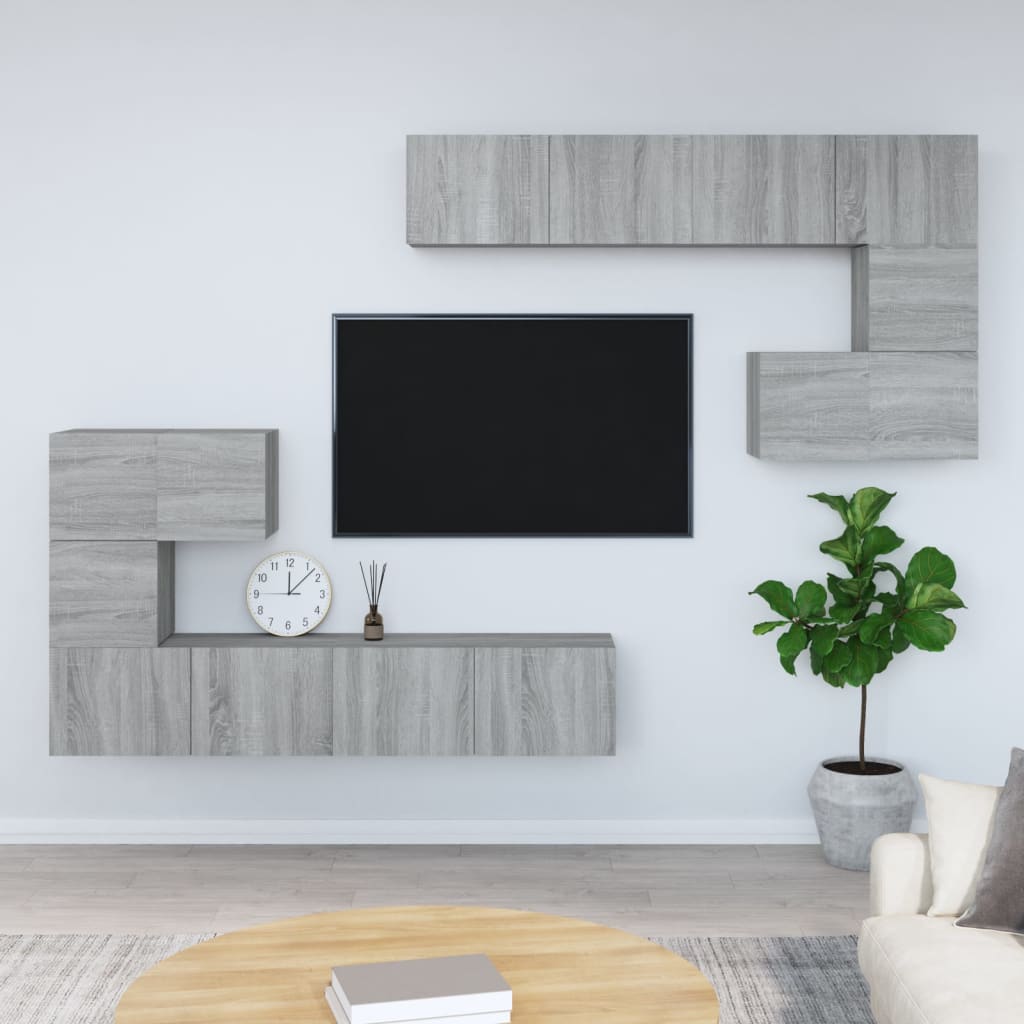 JUNG Vida TV-Wandschrank Grau Sonoma Holzwerkstoff