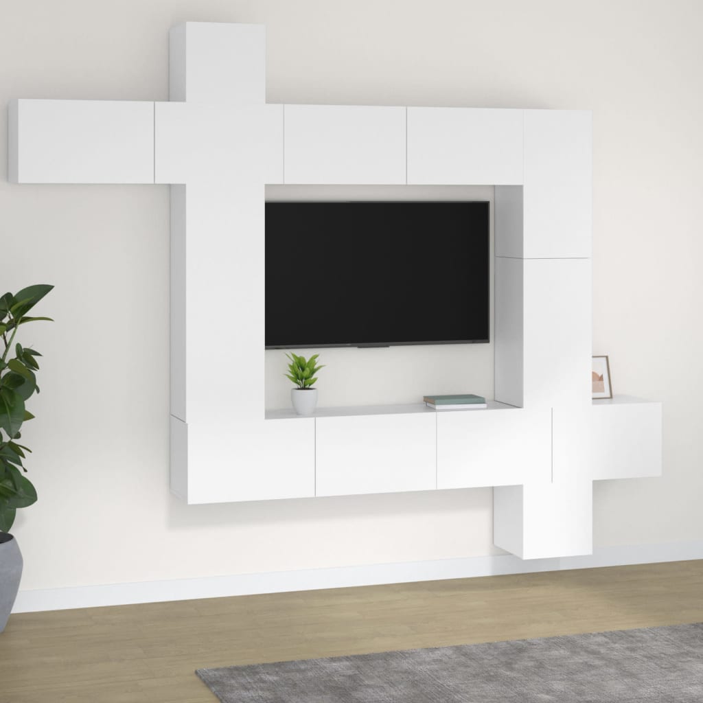 JUNG Vida 9-tlg. TV-Schrank-Set Weiß Holzwerkstoff