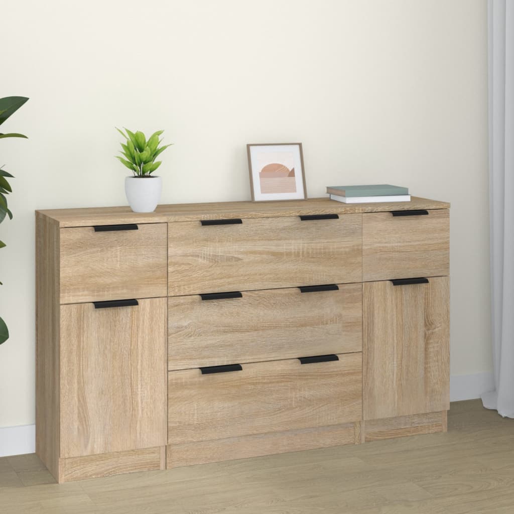 JUNG Vida 3-tlg. Sideboard-Set Sonoma-Eiche Holzwerkstoff