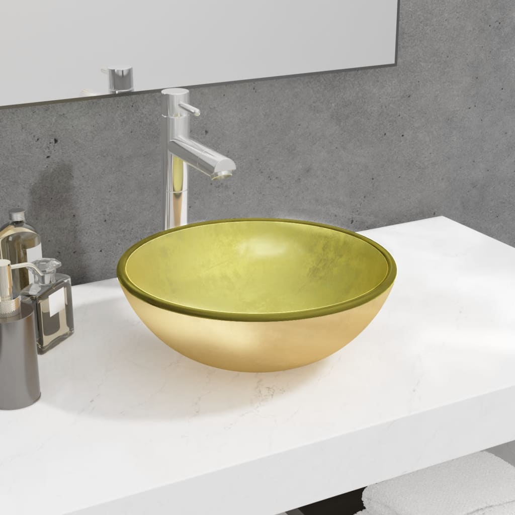 JUNG Vida Waschbecken Hartglas 35x12 cm Golden