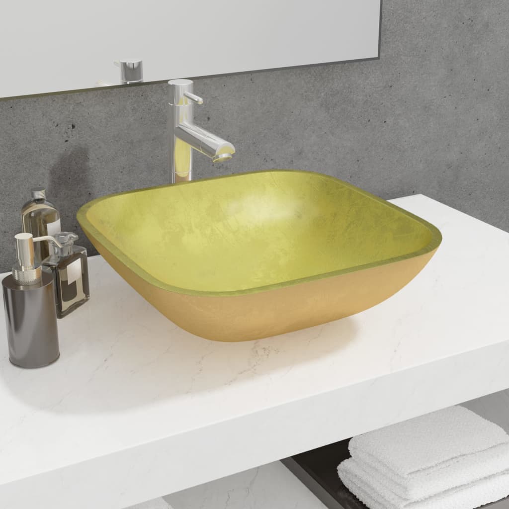 JUNG Vida Waschbecken Glas 42x42x14 cm Gold
