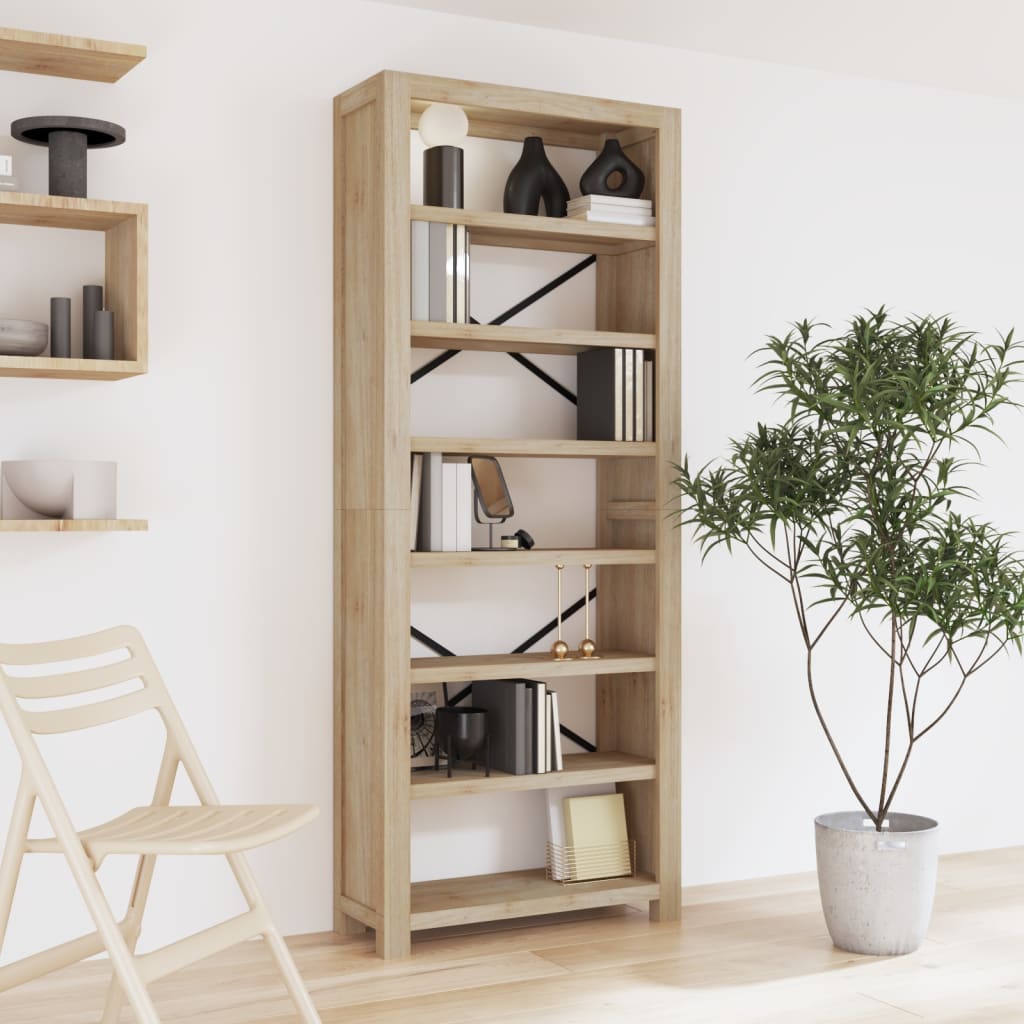 JUNG Vida Bücherregal 7 Böden 80x30x200 cm Massivholz Akazie