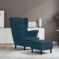 JUNG Vida Ohrensessel mit Hocker Blau Samt