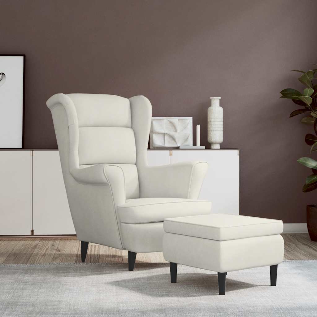 JUNG Vida Ohrensessel mit Hocker Creme Samt