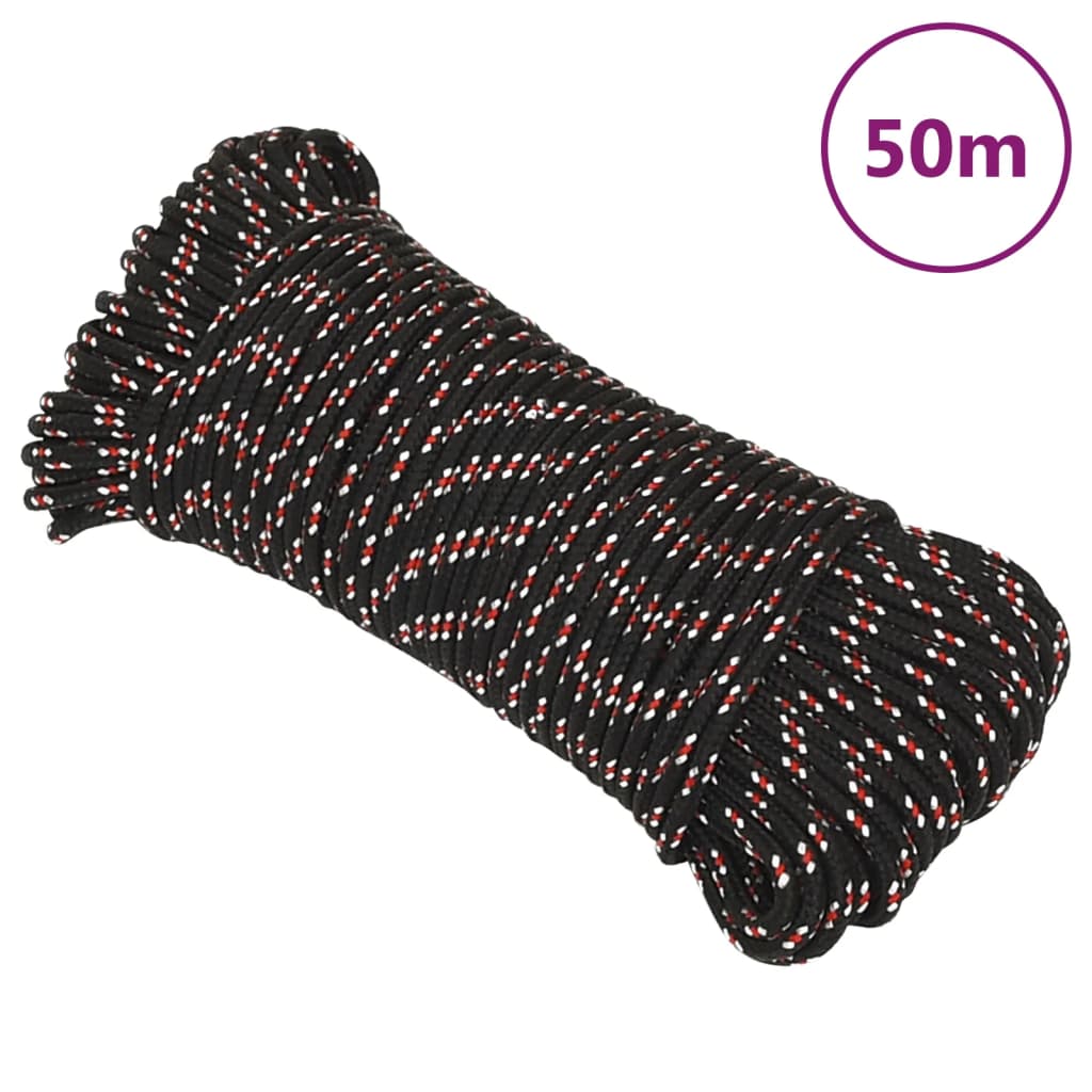 JUNG Vida Bootsseil Schwarz 4 mm 50 m Polypropylen