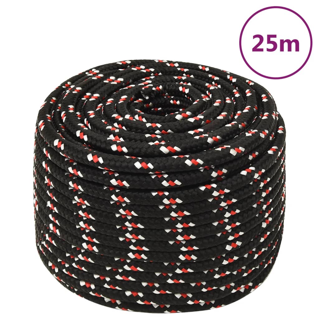 JUNG Vida Bootsseil Schwarz 14 mm 25 m Polypropylen
