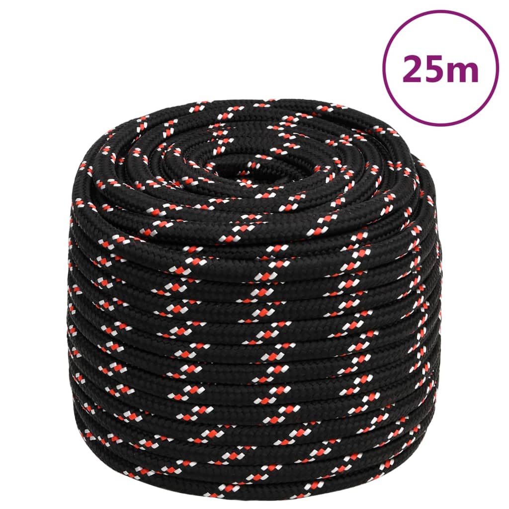 JUNG Vida Bootsseil Schwarz 16 mm 25 m Polypropylen