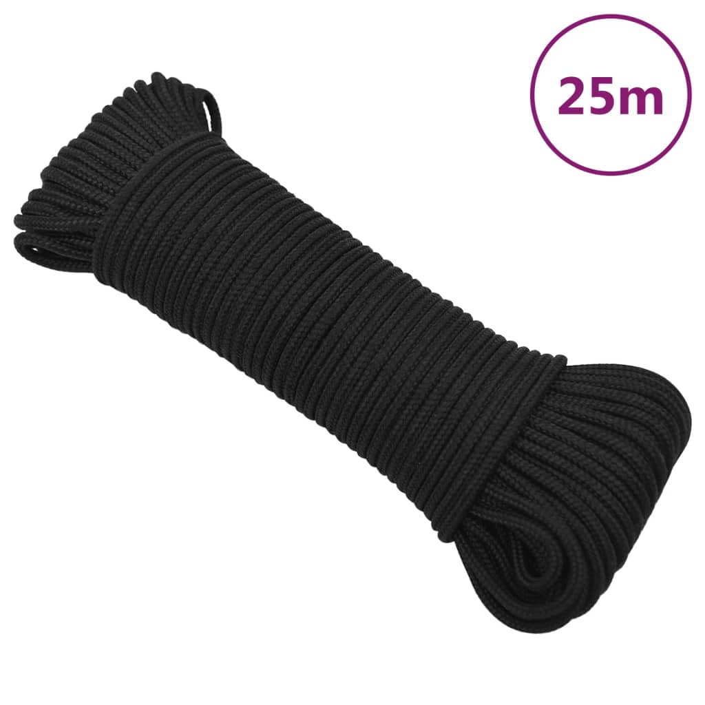 JUNG Vida Bootsseil Schwarz 4 mm 25 m Polypropylen