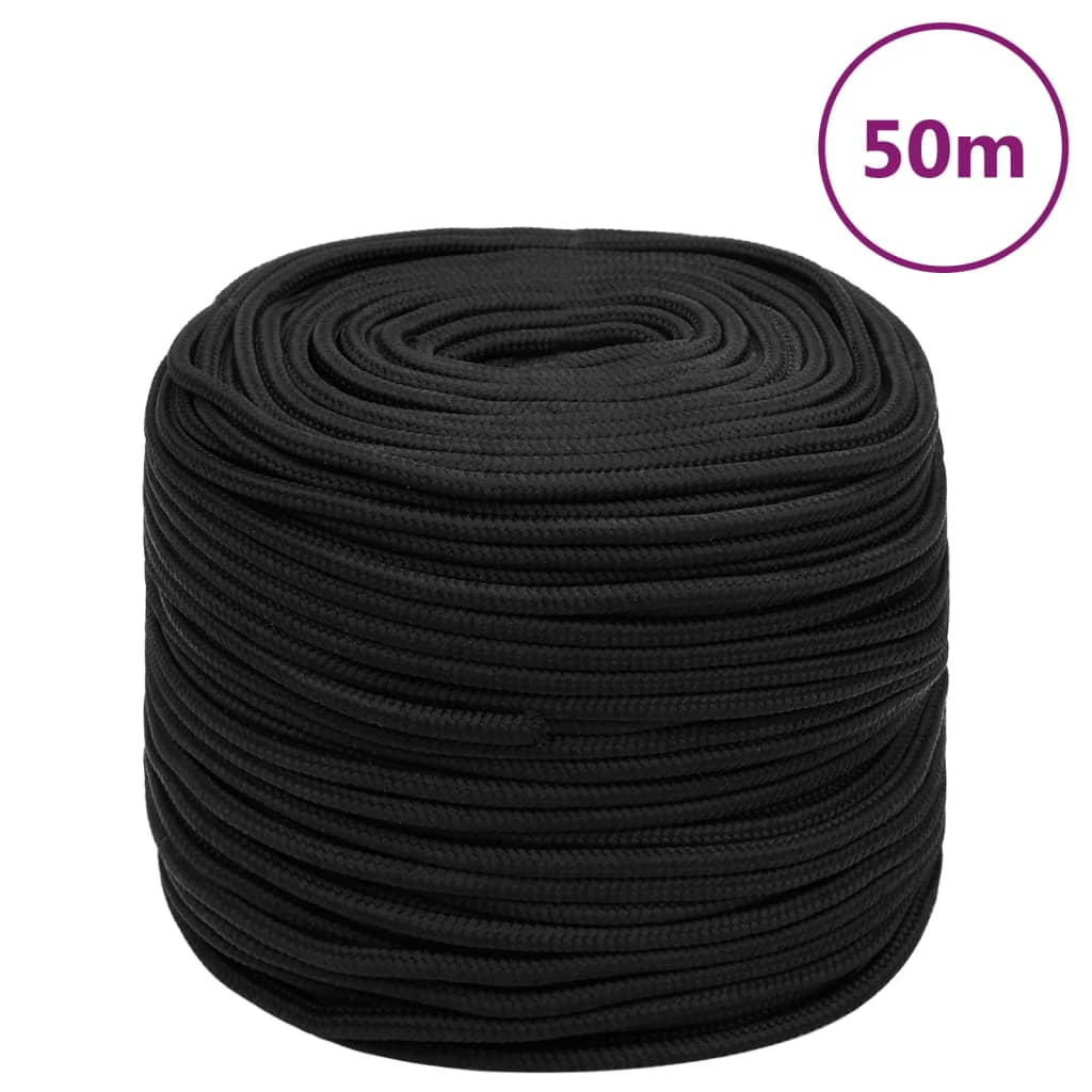 JUNG Vida Bootsseil Schwarz 10 mm 50 m Polypropylen