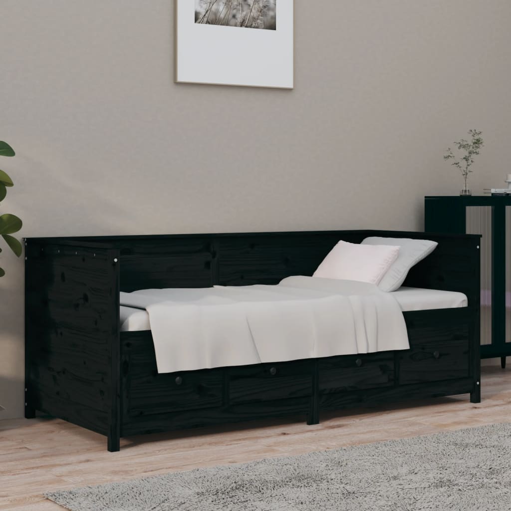 JUNG Vida Tagesbett Schwarz 90x190 cm Massivholz Kiefer