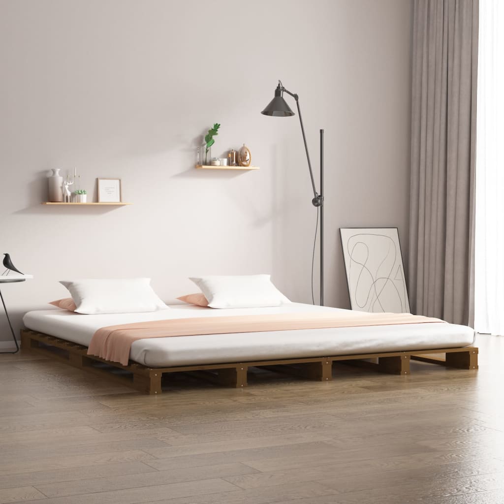 JUNG Vida Palettenbett Honigbraun 120x200 cm Massivholz Kiefer