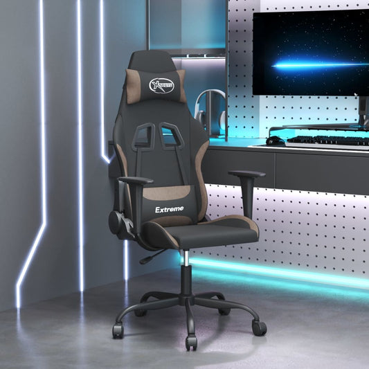 JUNG Vida Gaming-Stuhl mit Massagefunktion Schwarz und Taupe Stoff