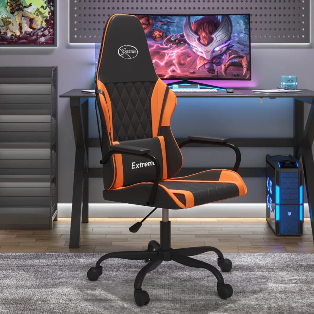 JUNG Vida Gaming-Stuhl mit Massagefunktion Schwarz und Orange Kunstleder