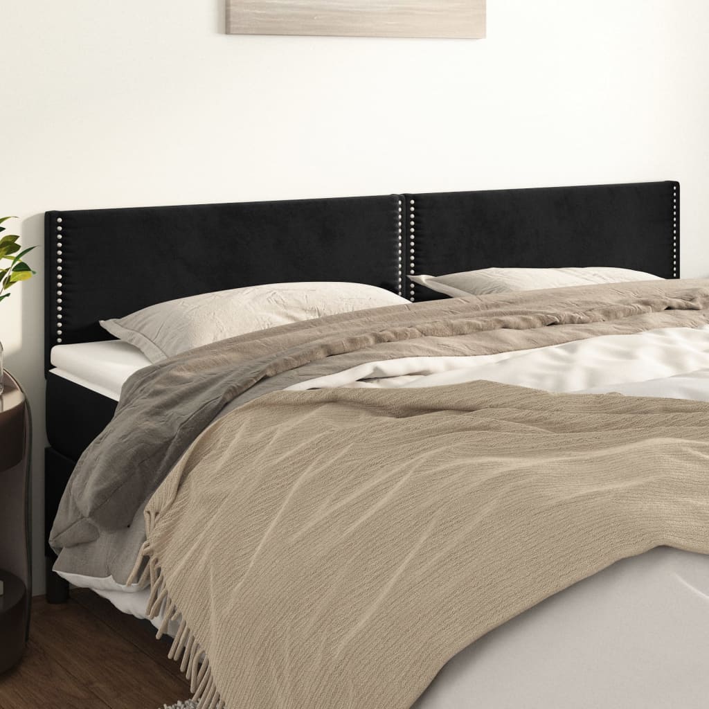 JUNG Vida Kopfteile 2 Stk. Schwarz 100x5x78/88 cm Samt