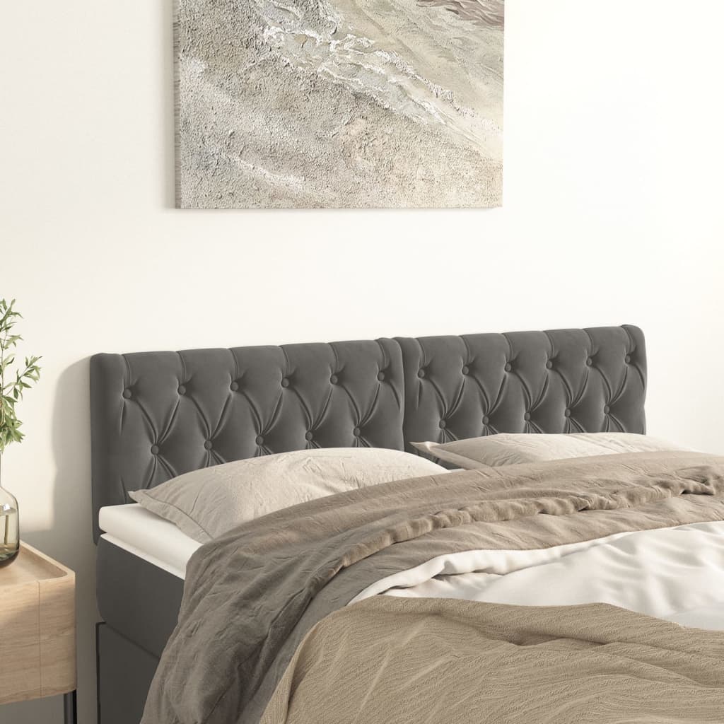 JUNG Vida Kopfteile 2 Stk. Dunkelgrau 80x7x78/88 cm Samt