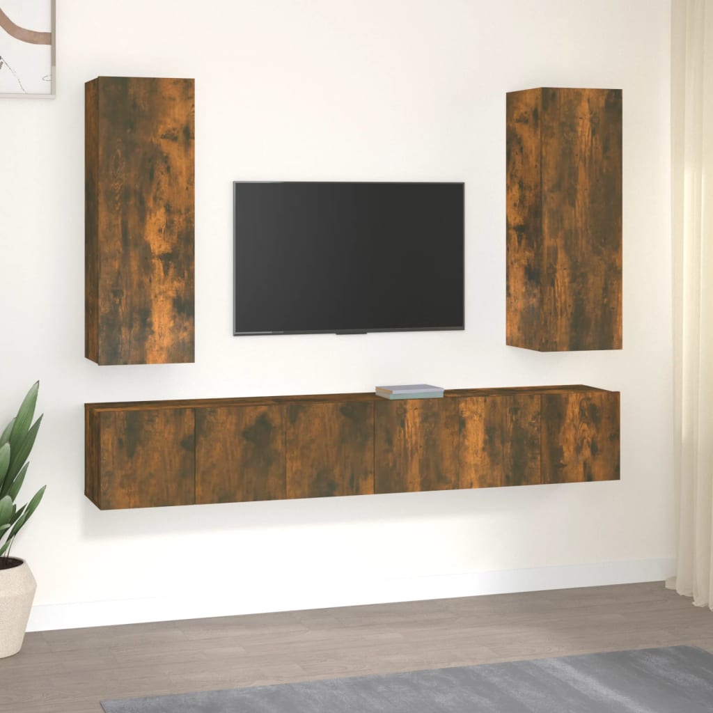 JUNG Vida 5-tlg. TV-Schrank-Set Räuchereiche Holzwerkstoff
