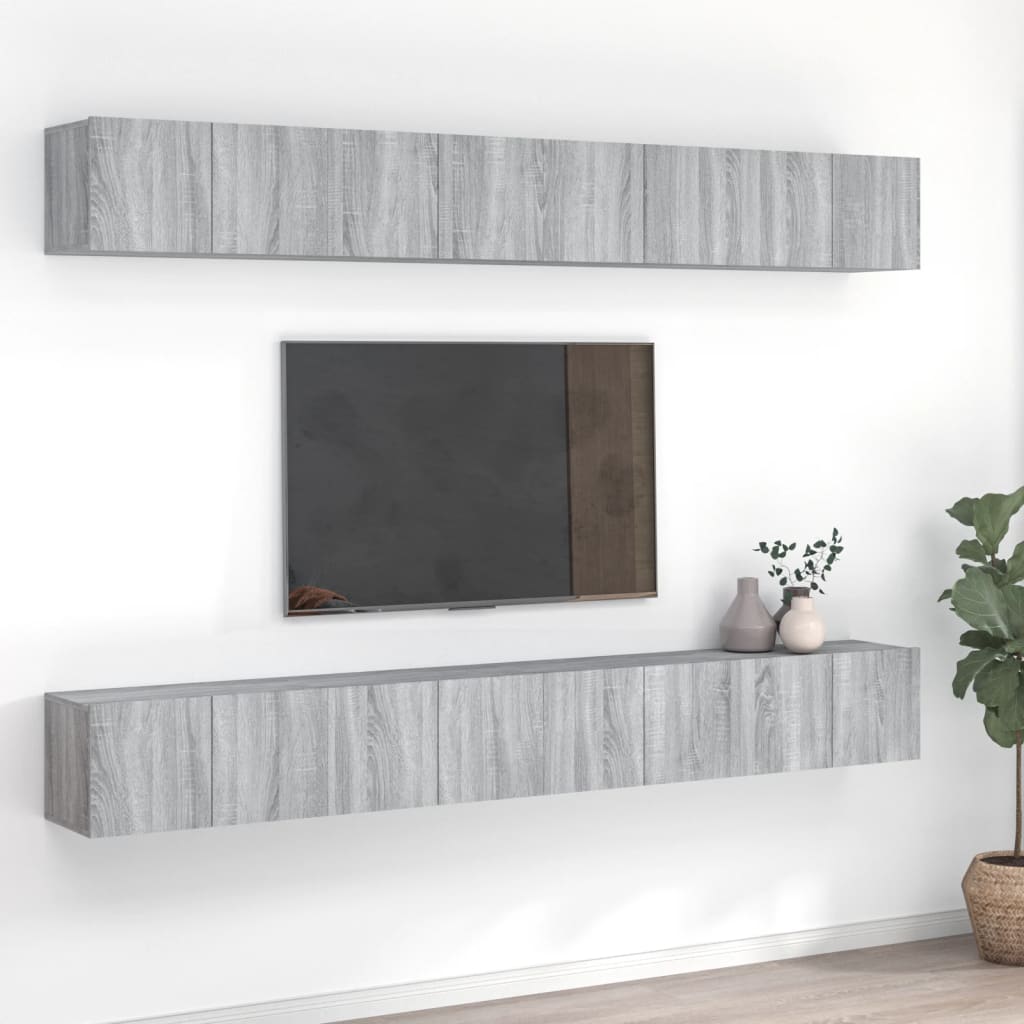 JUNG Vida 8-tlg. TV-Schrank-Set Grau Sonoma 60x30x30 cm Holzwerkstoff