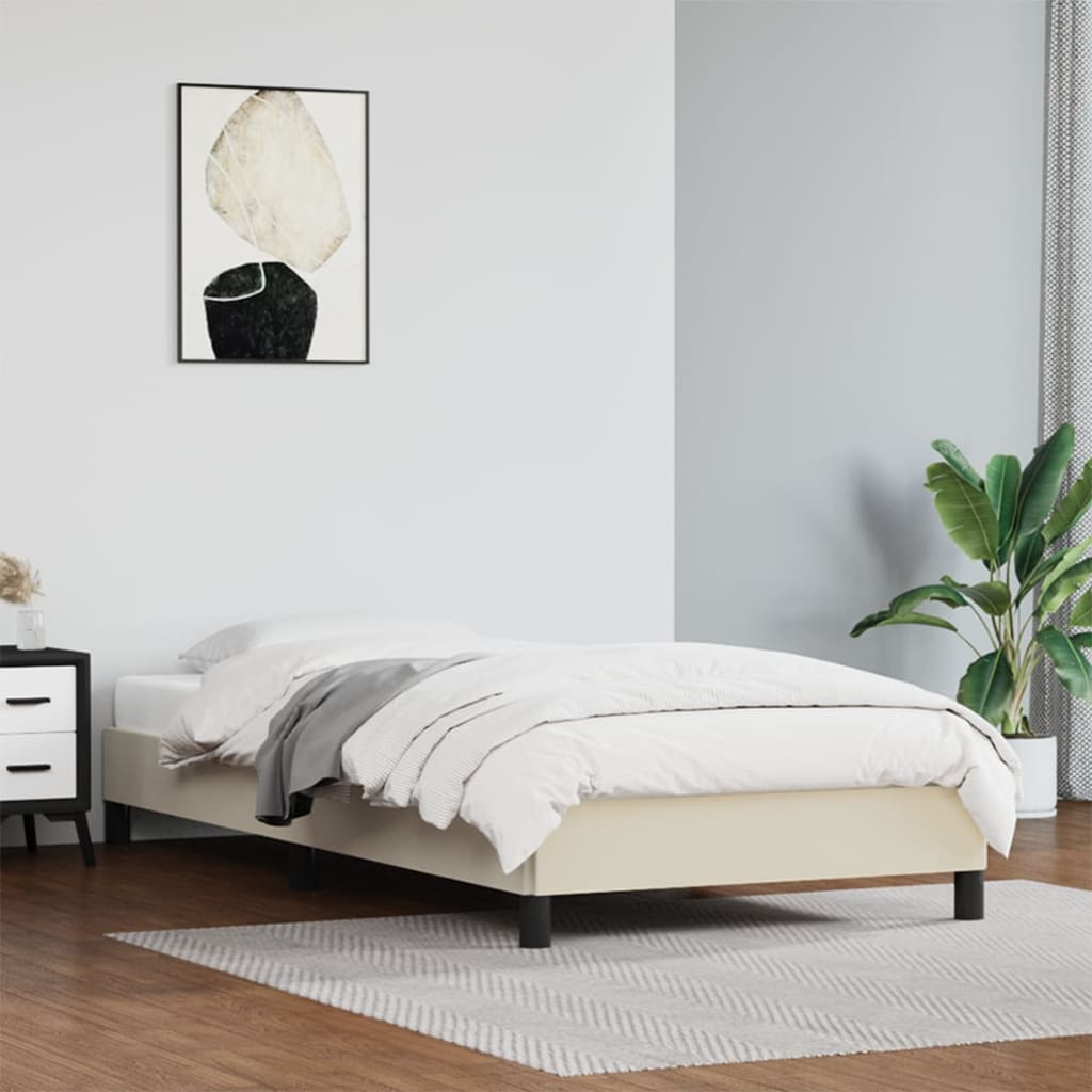 JUNG Vida Bettgestell Creme 100x200 cm Kunstleder