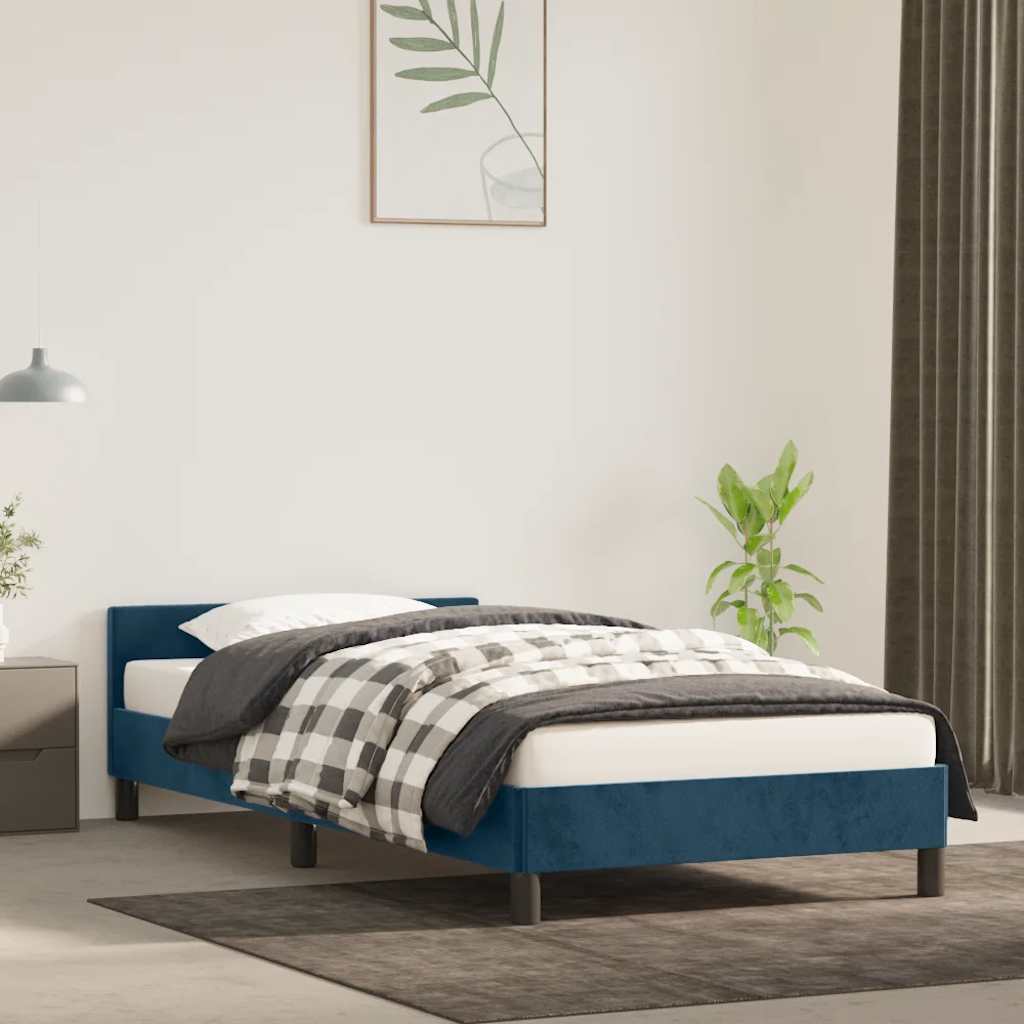 JUNG Vida Bettgestell ohne Matratze Dunkelblau 100x200 cm Samt