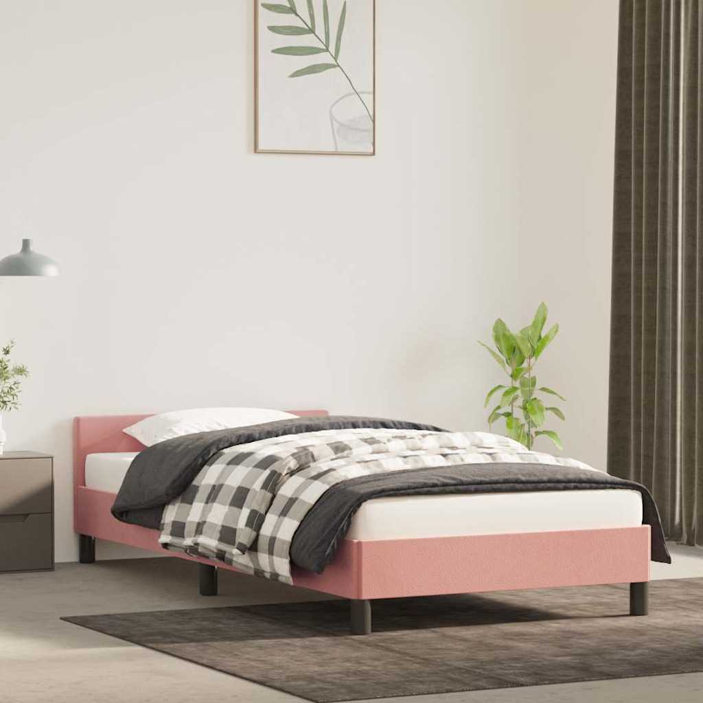 JUNG Vida Bettgestell mit Kopfteil ohne Matratze Rosa 100x200 cm Samt
