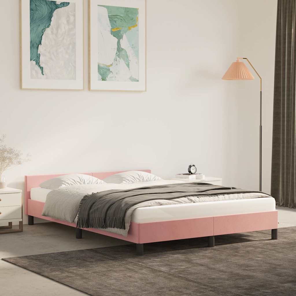 JUNG Vida Bettgestell mit Kopfteil ohne Matratze Rosa 140x200 cm Samt