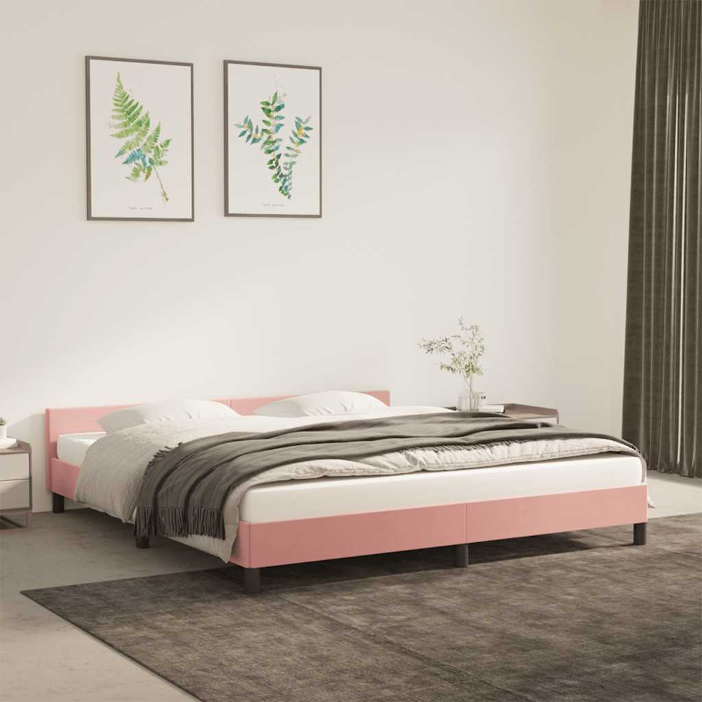 JUNG Vida Bettgestell mit Kopfteil ohne Matratze Rosa 160x200 cm Samt