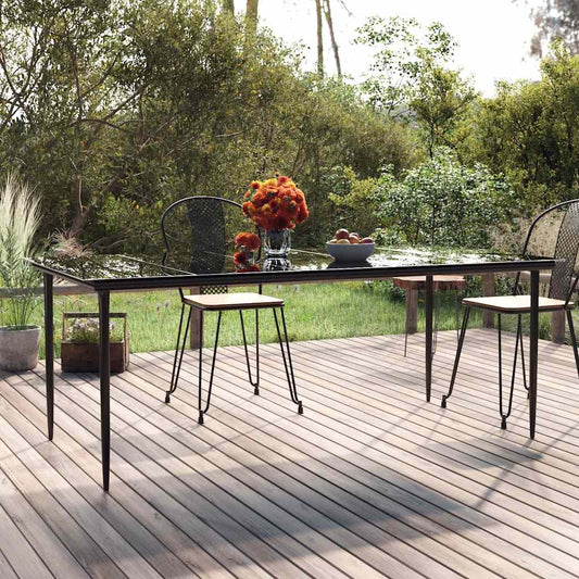 JUNG Vida Garten-Esstisch Schwarz 200x100x74 cm Stahl und Hartglas