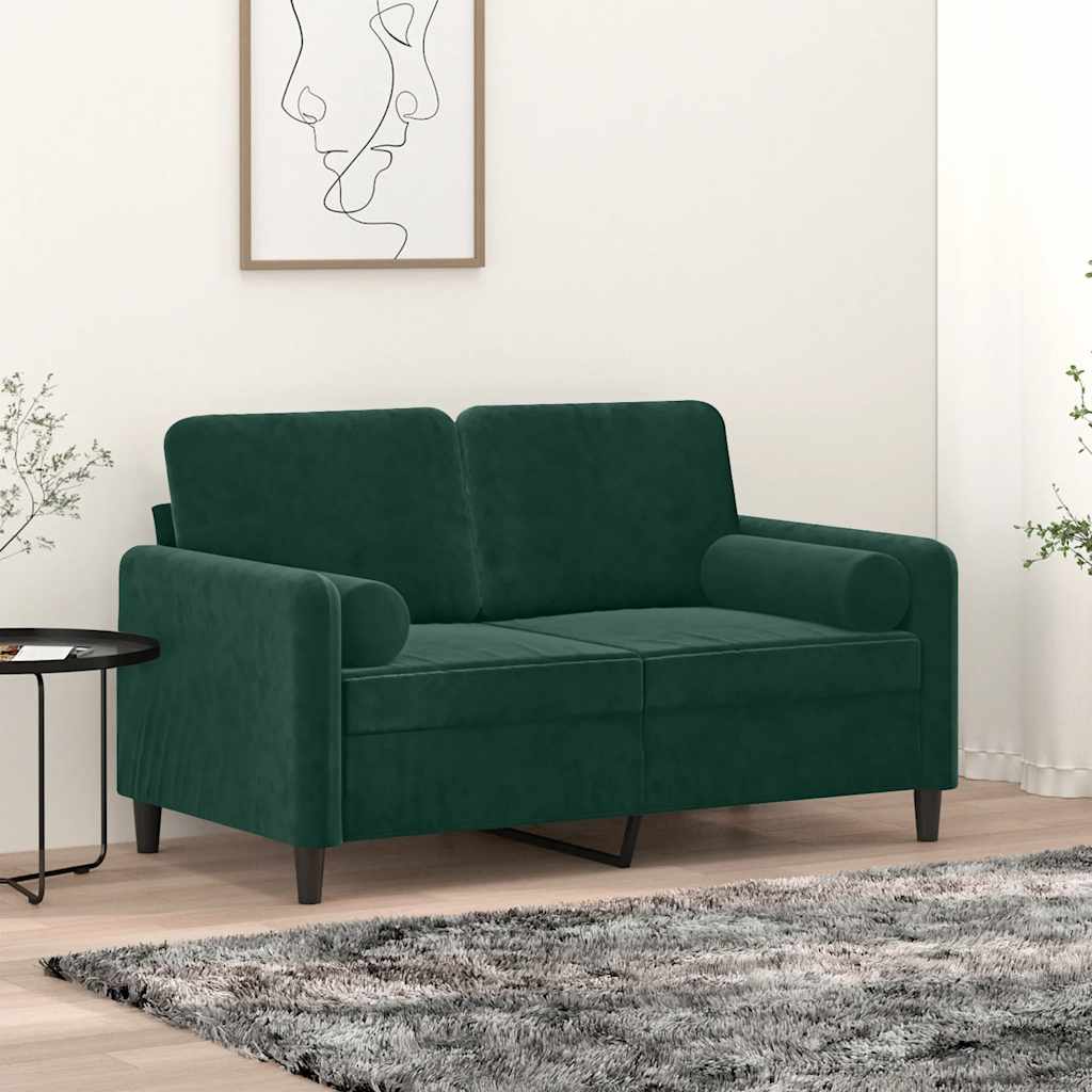 JUNG Vida Zierkissen 2 Stk. Dunkelgrün Ø15x50 cm Samt