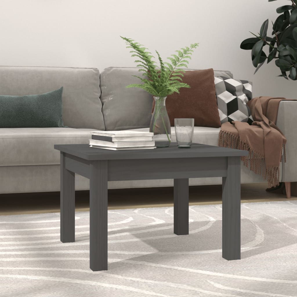 JUNG Vida Couchtisch Grau 45x45x30 cm Massivholz Kiefer