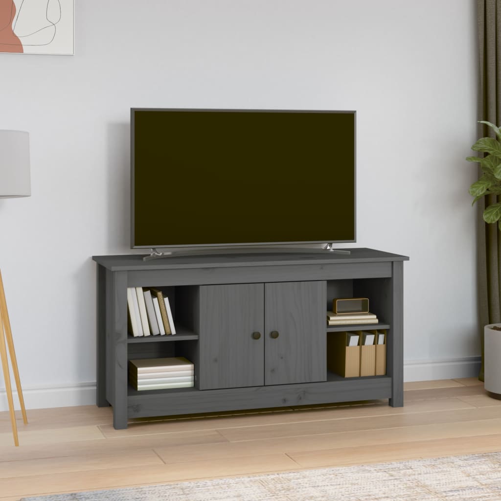 JUNG Vida TV-Schrank Grau 103x36,5x52 cm Massivholz Kiefer