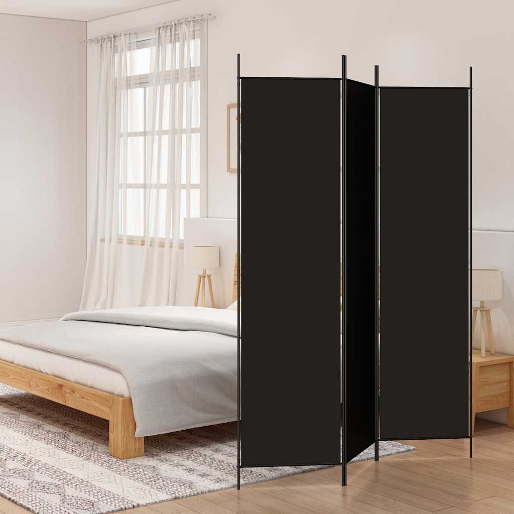 JUNG Vida 3-tlg. Paravent Schwarz 150x200 cm Stoff