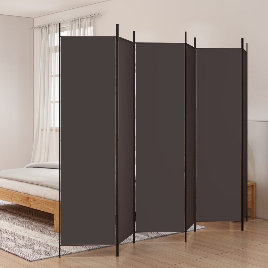 JUNG Vida 6-tlg. Paravent Braun 300x200 cm Stoff