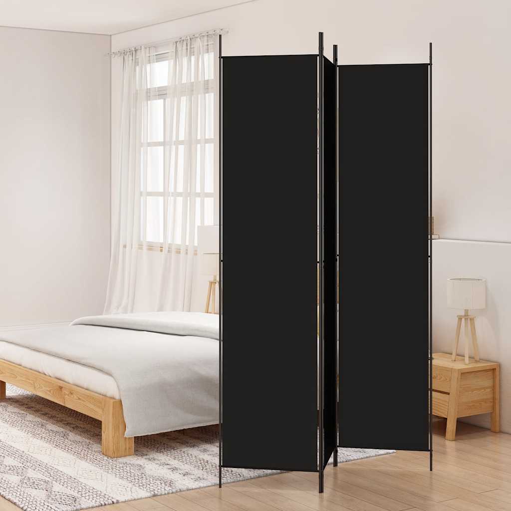 JUNG Vida 3-tlg. Paravent Schwarz 150x220 cm Stoff