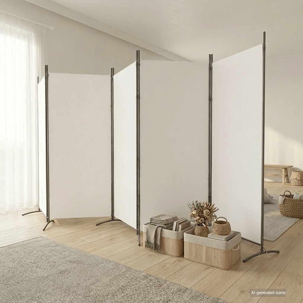 JUNG Vida 5-tlg. Paravent Weiß 433x180 cm Stoff
