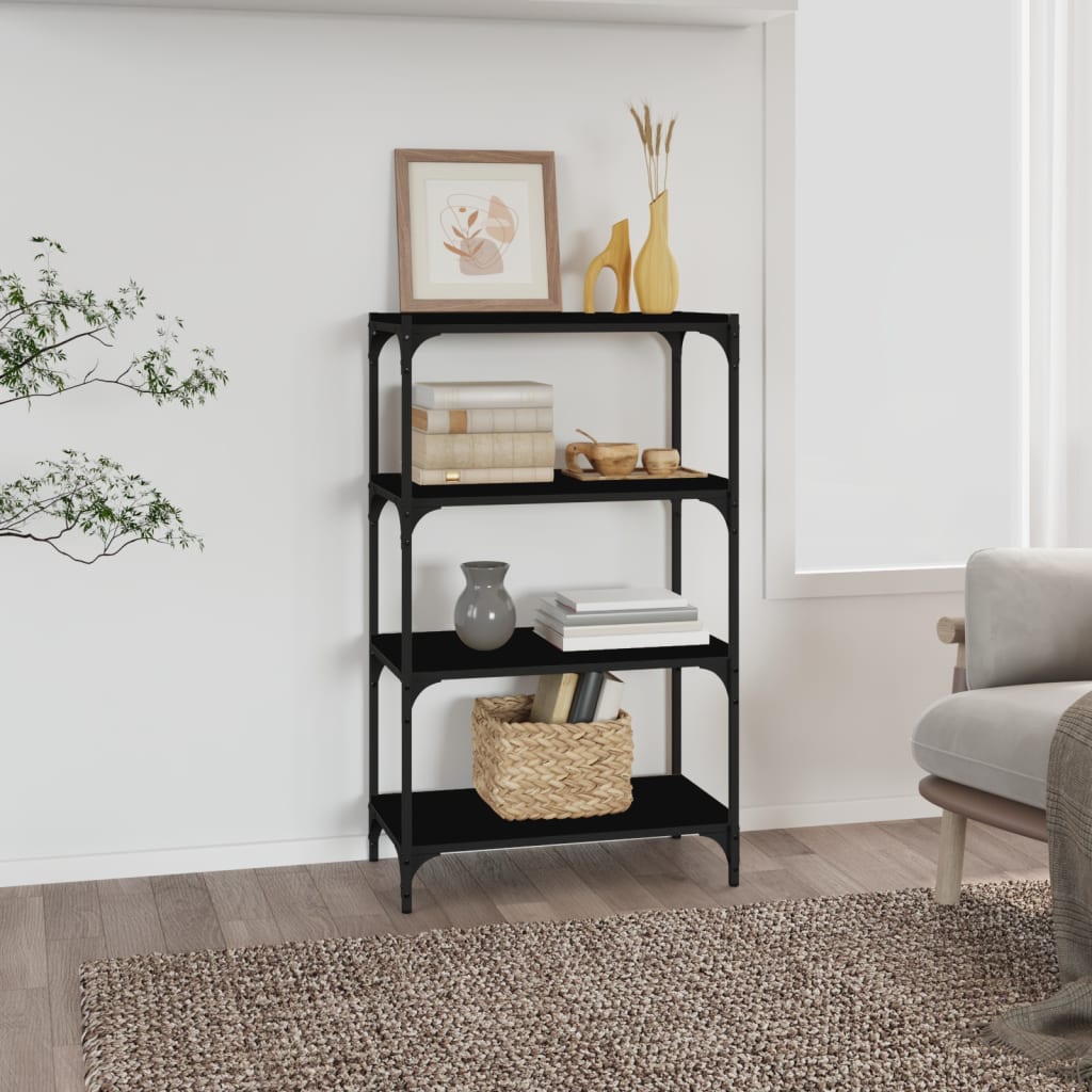 JUNG Vida Bücherregal Schwarz 60x33x100 cm Holzwerkstoff und Stahl