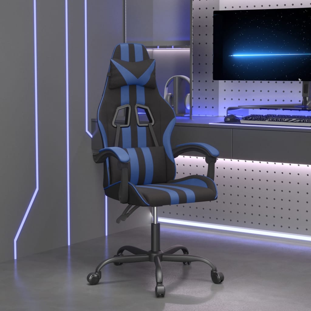 JUNG Vida Gaming-Stuhl Drehbar Schwarz und Blau Kunstleder