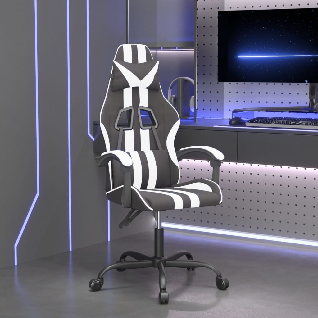JUNG Vida Gaming-Stuhl Drehbar Schwarz und Weiß Kunstleder