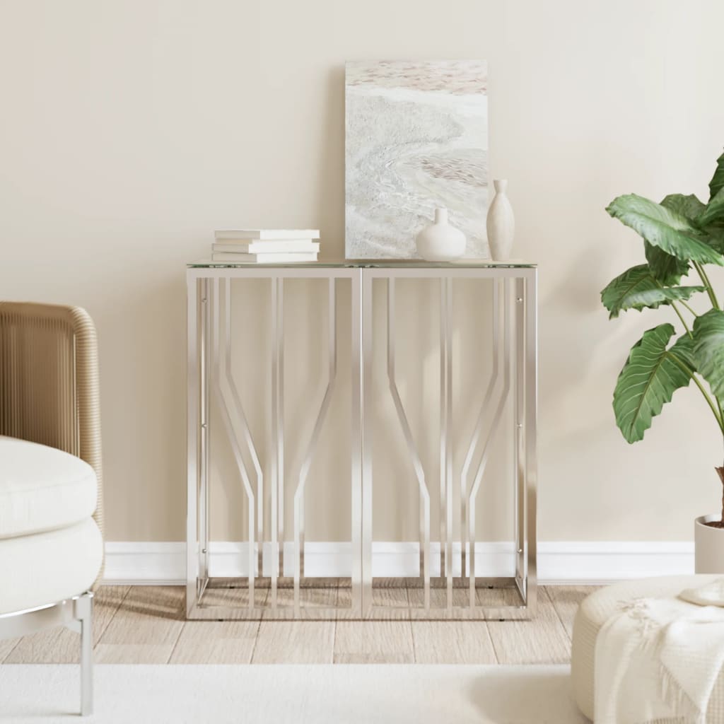 JUNG Vida Konsolentisch 70x30x70 cm Edelstahl und Glas