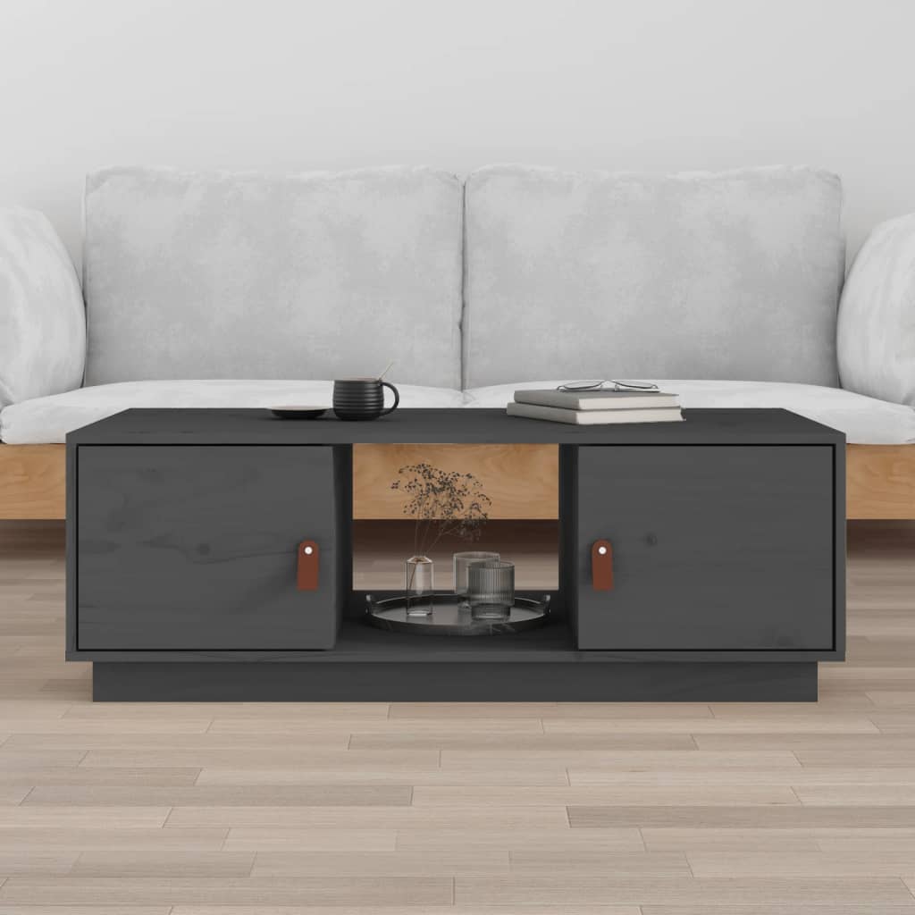 JUNG Vida Couchtisch Grau 100x50x35 cm Massivholz Kiefer