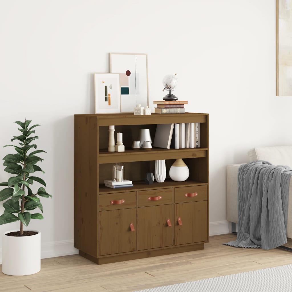 JUNG Vida Highboard Honigbraun 100x40x108,5 cm Massivholz Kiefer